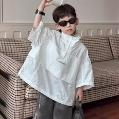小丟家2024夏季新品韓版兒童速干工裝短袖時尚男童戶外運動上衣潮