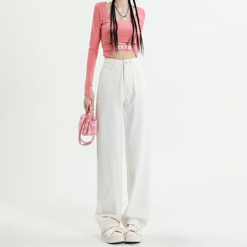 Comfortable Straight Leg Loose Wide Leg Women's Thin High Waisted Slimming Floor Length Trendy Versatile Jeans