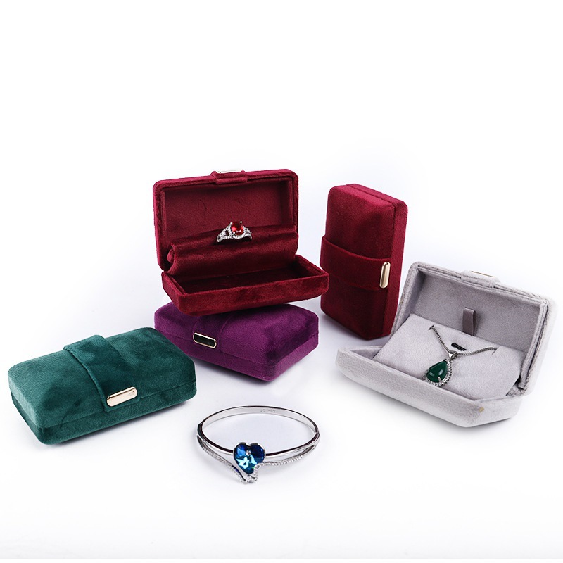 Caja de embalaje de joyería de terciopelo, colgante portátil, caja de embalaje de collar, caja de anillo de joyería ligera y compacta