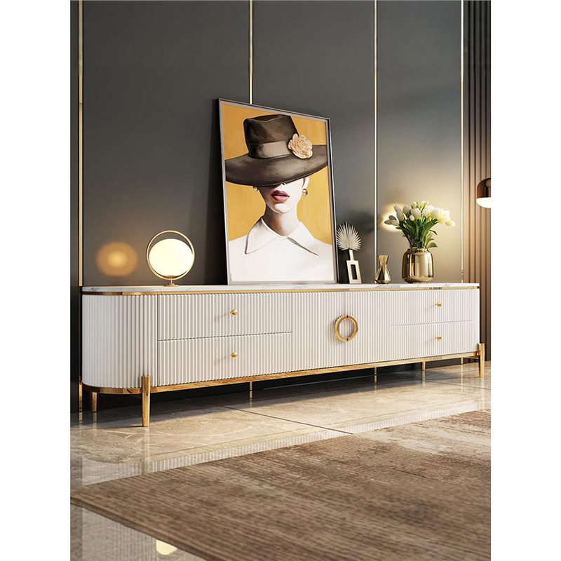 Light Luxury Slate Coffee Table Tv Cabinet Combination Living Room Small Apartment Modern Simple High Cabinet Storage Tv Cabinet