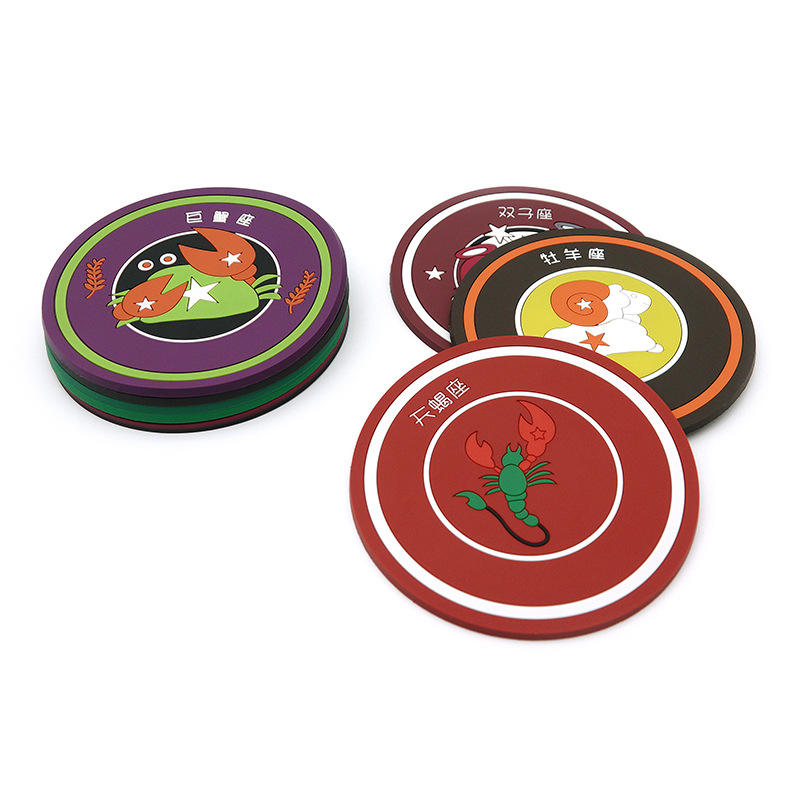Creativo de dibujos animados doce constelación montaña PVC de goma suave antideslizante estera taza de té de silicona redonda estera de aislamiento