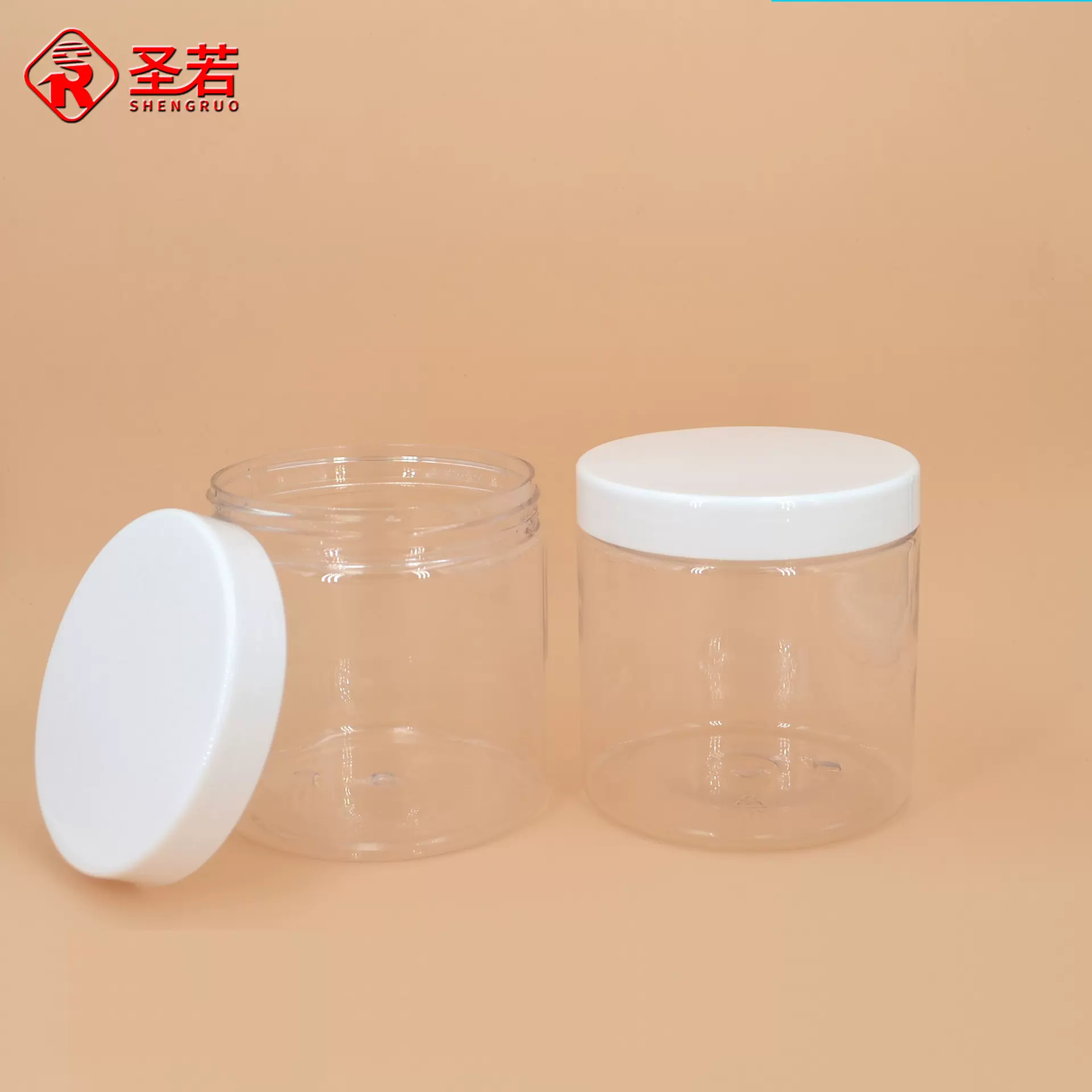 现货加厚500mlPET广口瓶宽口化妆品膏霜面膜粉剂瓶500g大口食品罐