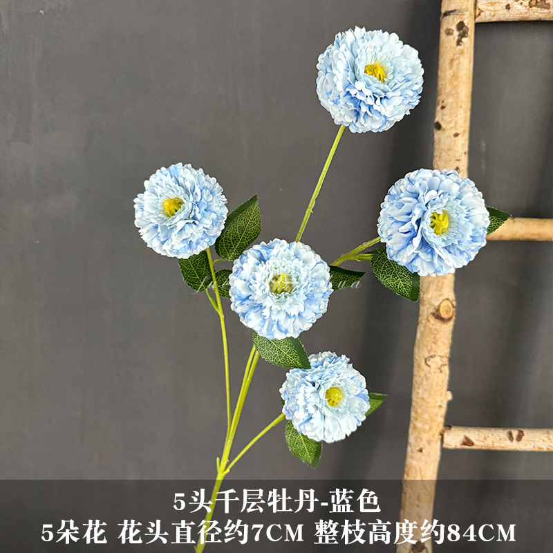新品5头千层牡丹仿真花婚庆婚礼堂装饰花橱窗布置花锦鲤牡丹假花|undefined