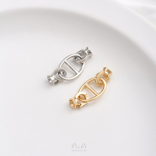 Color-preserving 14K gold-wrapped day ring pig nose double buckle hand-beaded diy pearl necklace bracelet connecting buckle accessories