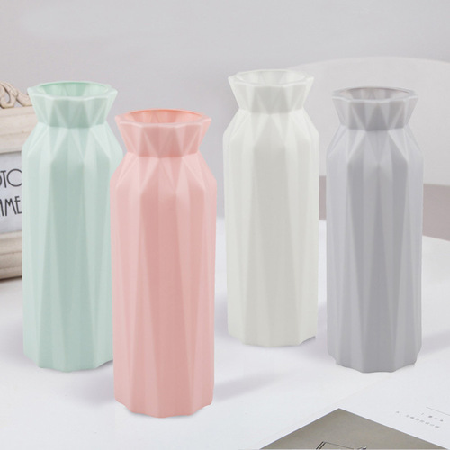 Creative Nordic plastic round vase, fashionable, simple, anti-fall, imitation ceramic vase, home decoration ornament, flower arranger