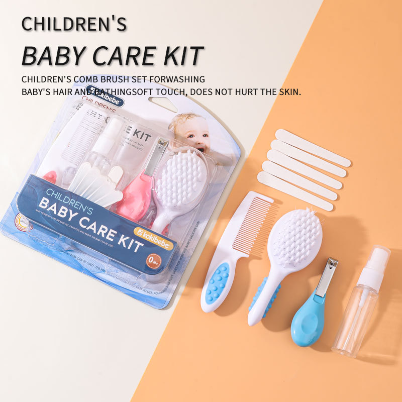 Juego de cuidado del bebé masaje para bebés combinación de cepillo de cuero cabelludo cortaúñas para bebés juego de botella de spray