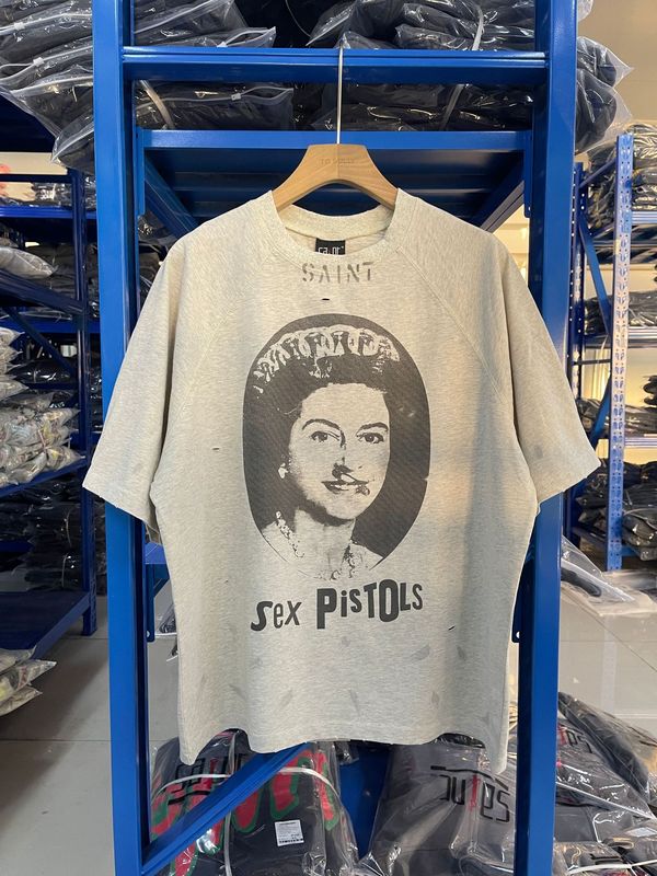 高品質 SAINT MICHAEL ICON ウォッシュ加工 オールド半袖 アメカジ レトロ プリント カップル Tシャツ 男女兼用|undefined