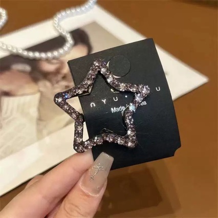 Five-pointed star rhinestone hair clip for women 2024 new model, forehead bangs clip, side fringe hair clip, hairpin, BB clip