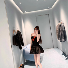 高品质~Miu家2026早春新款假两件百搭打底时尚百搭抹胸蓬蓬裙女