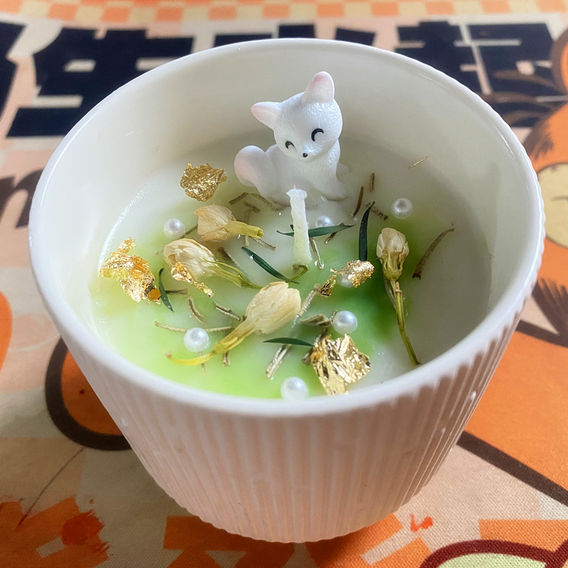 Little Fox Cane Candle Ice Flower Lovely Creativity Regalo Velas Rosa