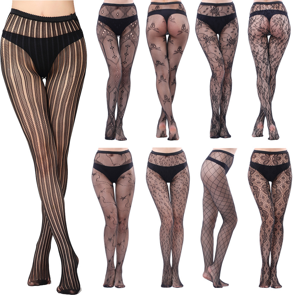 Plus-Size Foreign Trade Erotic Jacquard Fishnet Stockings, Various Styles of Sexy Hollow-Out Tempting Fishnet Pantyhose
