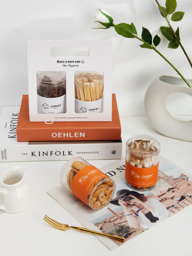 PS transparent plastic jar round cookie sandwich biscuit packaging box milk bar candy packaging sealed jar