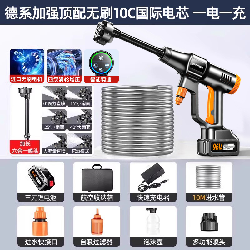 Portable car washer | Lizeng Cordless Lithium Battery - imported-brushless-permanent-magnet-motor-top-40-power-high-energy-battery