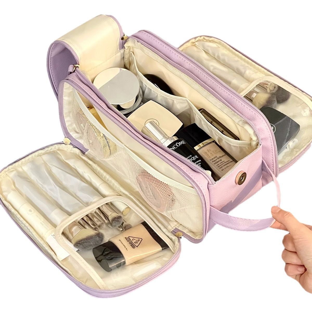 Bolsa de Cosméticos Multifuncional 2025 para Mujer, Gran Capacidad, Portátil para Viajes, Bolsa de Almacenamiento de Alta Gama para Brochas de Maquillaje y Artículos de Tocador