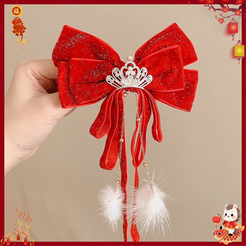 Horquilla Infantil con Borlas Chinas Hecha a Mano para Año Nuevo y Hanfu