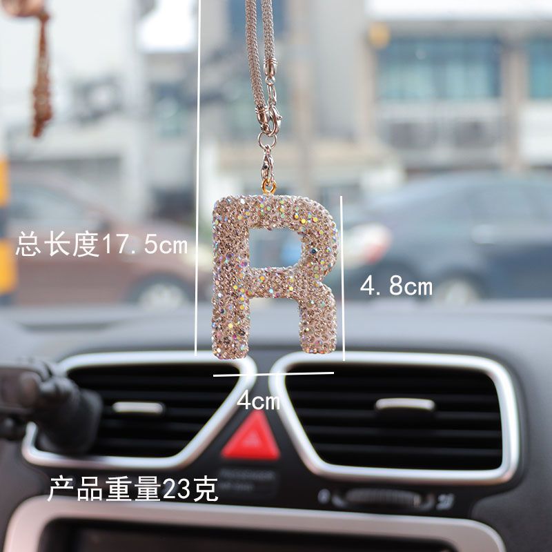 レターカーペンダント セラミック粘土 車のインテリアペンダント レディース ラインストーン 車のバックミラーペンダント ペンダント