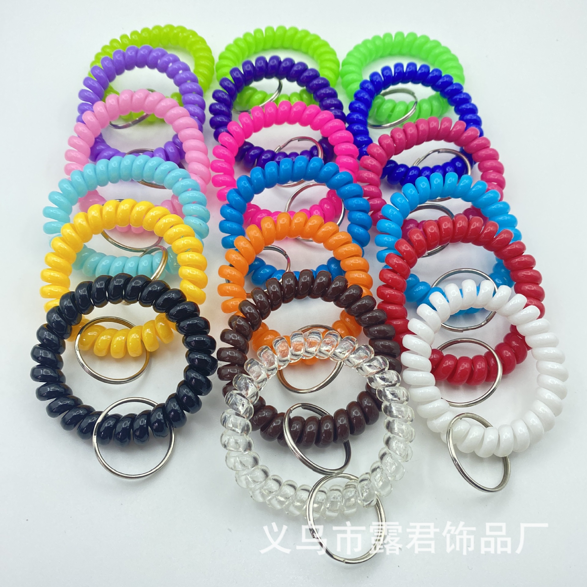 小额现货塑料钥匙圈TPU加粗电话线钥匙手环钥匙扣手腕圈量大从优