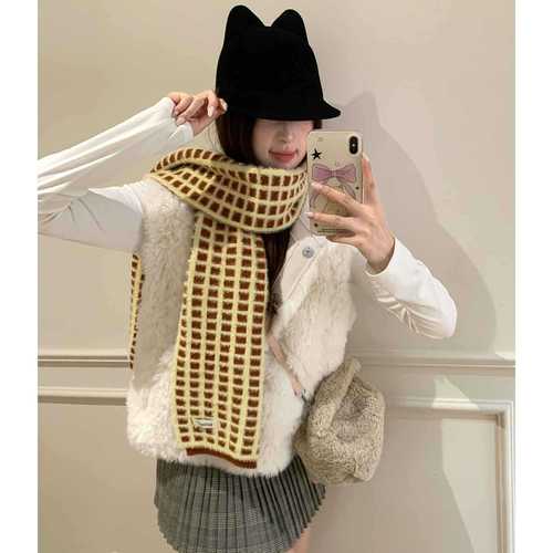 Wool Texture Felt Plaid Knitted Scarf for Women - 2025 New Arrival Winter Soft and Plump Thick Warm Neck Scarf