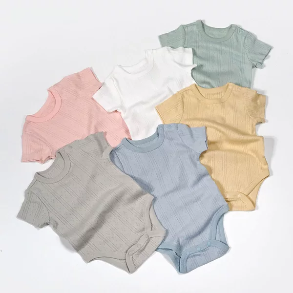 minizone Baby Short-sleeved jumpsuit Summer New Arrival Wrap Fat Clothes Baby Cotton Triangle Hats Thin Climbing Suit