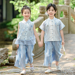 幼稚園の園服の夏の女の子の漢服の中国風の唐装の男の子の新しい中国式のスーツの唐装の代行