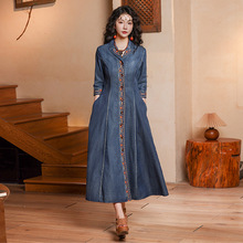 2025年春季新款修身显瘦复古开衫重工刺绣牛仔连衣裙A82736