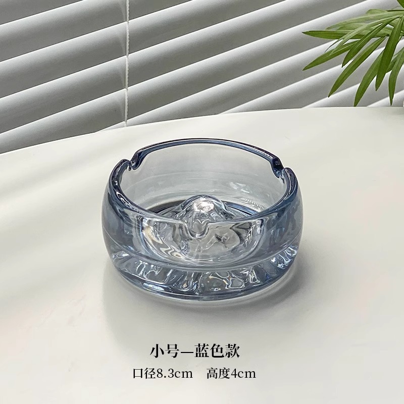 Cenicero de vidrio de lujo ligero y de alto nivel vista montaña sala de estar doméstica decoración de oficina cenicero transparente hotel clubhouse comercial