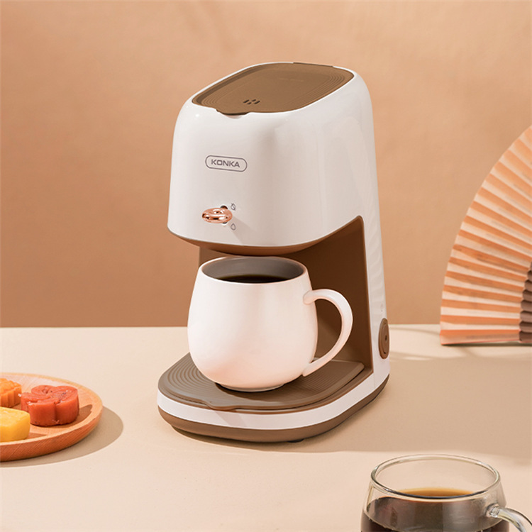 Konka Coffee Machine Household American Drip Coffee Machine Fully Automatic Brewing Flower Tea Machine Khaki with Coffee Cup Konka Coffee Machine Household American Drip Coffee Machine Fully Automatic Brewing Flower Tea Machine Khaki with Coffee Cup