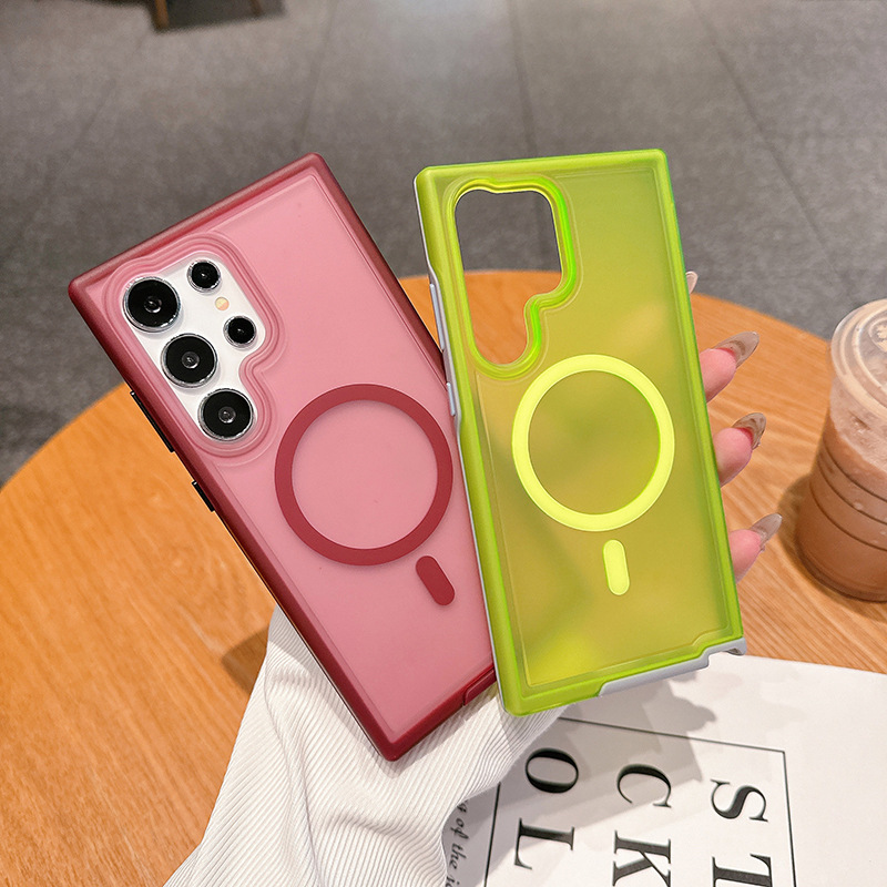 Aplicable para S24 Ultra Magnetic Skin Sensing Case semipermeable Magsafe Carga Case Protector Anti-caída Anti-desgaste
