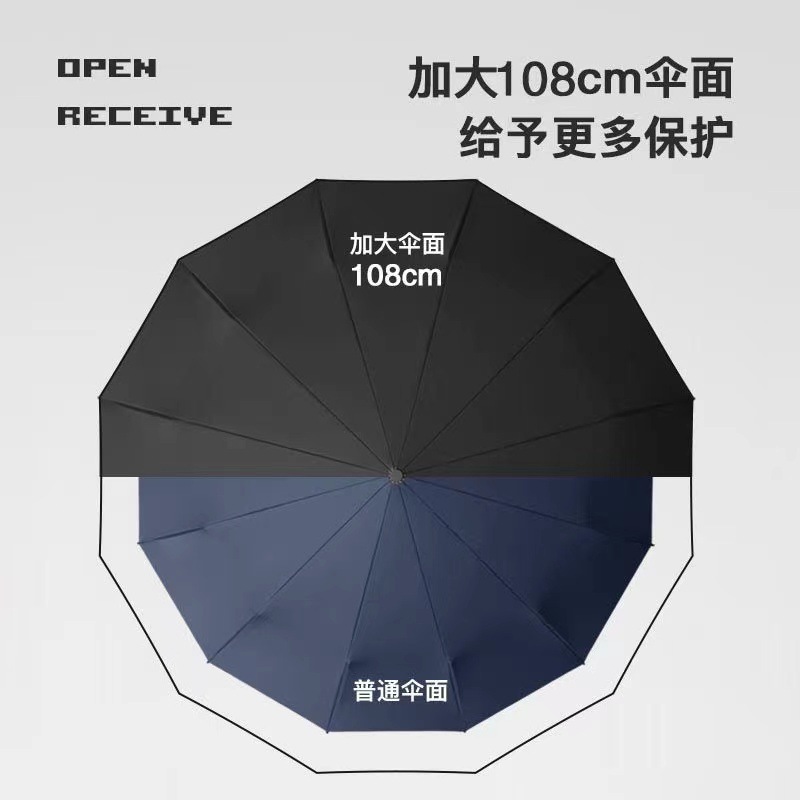 12-hueso de vinilo Paraguas automático extra grande negocio plegable paraguas logo regalo publicidad paraguas