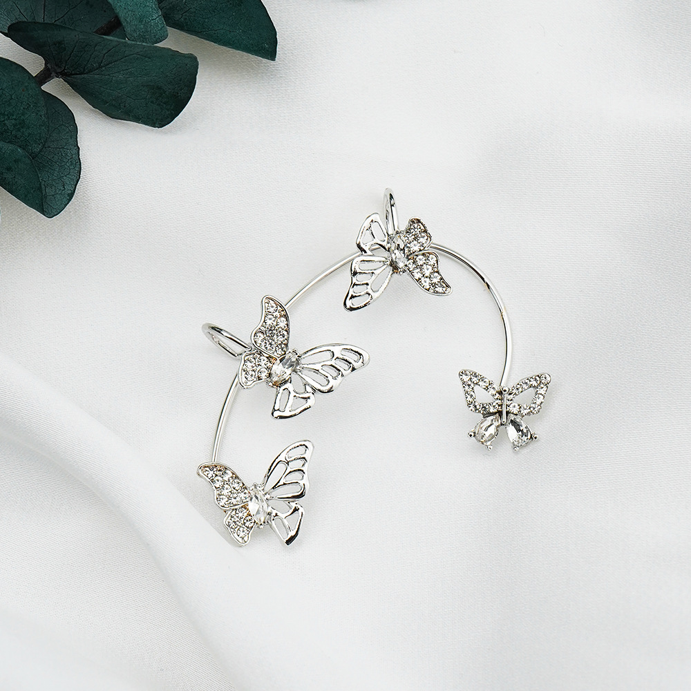 Fashion Star Butterfly Snowflake Copper Rhinestones Ear clips 1 Piece