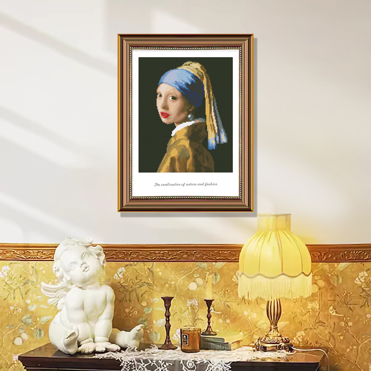 Transfronterizo 2025 nuevo bordado de cruz con bordado de perlas pendientes 14CT pinturas de arte famosa decoración para el hogar image 1