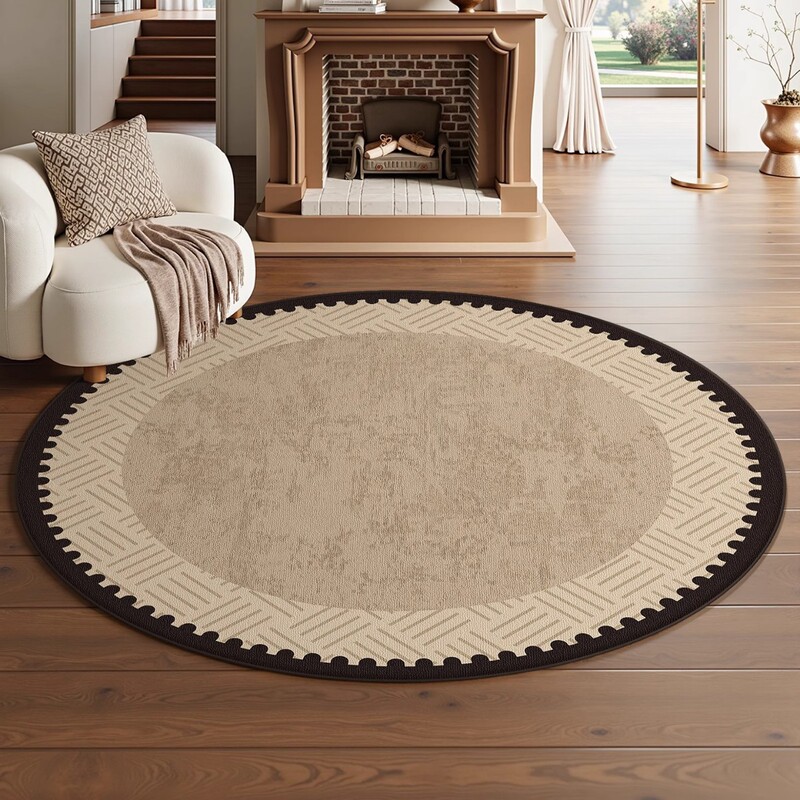 Carpet Living Room French High-End Round Easy-Care Crystal Velvet Carpet Home Bedroom Table and Chair Decorative Carpet