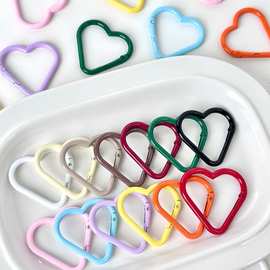 甜美糖果色爱心金属弹簧扣包挂钥匙扣头串珠手工diy材料饰品配件