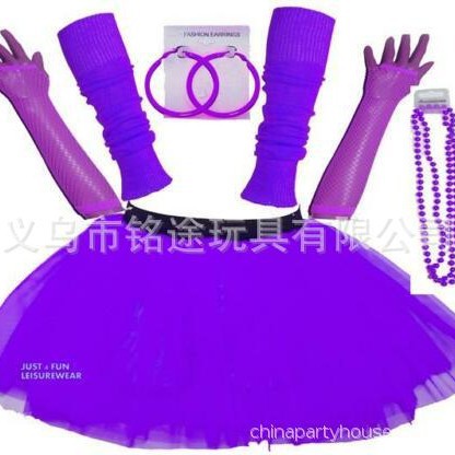 Década de 1980 80 s rodilla Padrón guantes pendientes collar de 1920 Flapper niña vestido