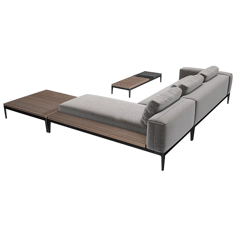 Nordic sofá al aire libre combinación Villa patio a prueba de sol sofá de teca hotel al aire libre de aleación de aluminio al aire libre sofá conjunto