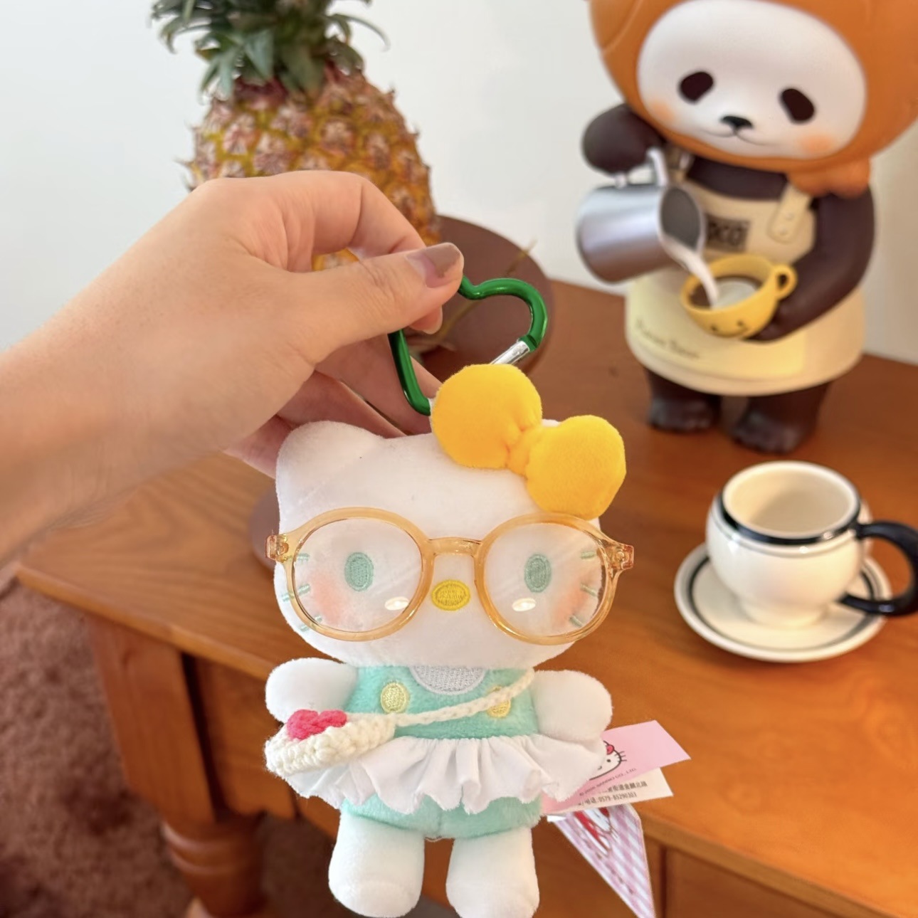 Genuino clásico KT Hello Kitty mochila bolso colgante dibujos animados lindo hellokitty llavero muñeca de felpa mujer