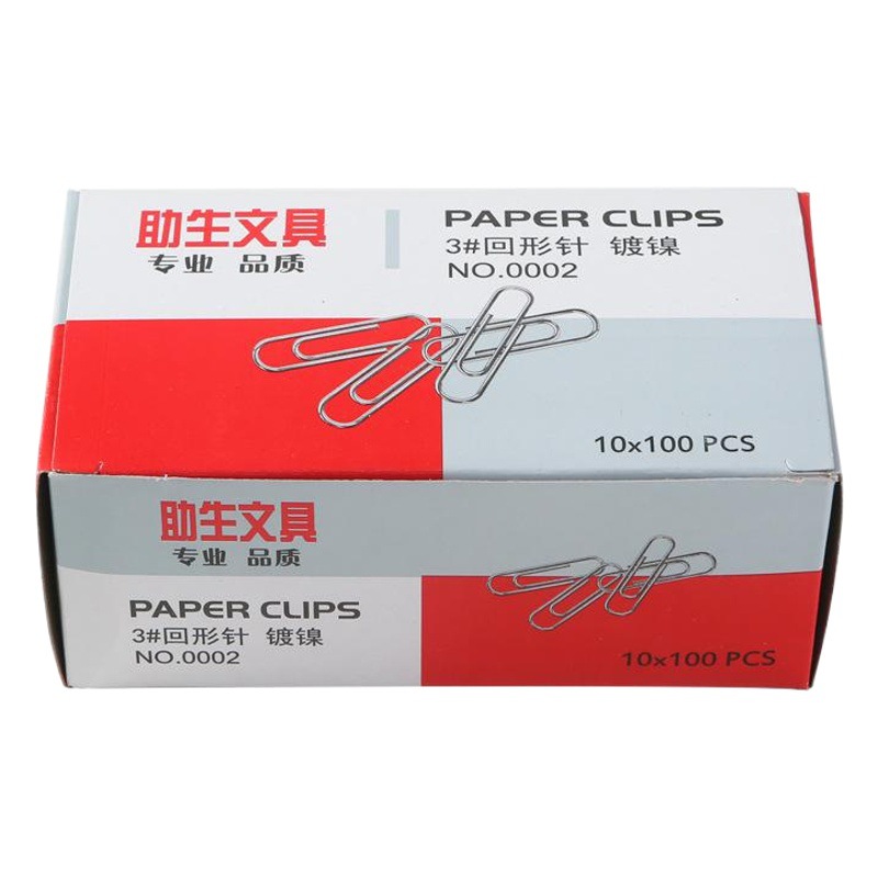Suministros de oficina papelería clip de papel N ° 3 clip de papel de metal aguja no curvada en caja 80 piezas fábrica financiera al por mayor