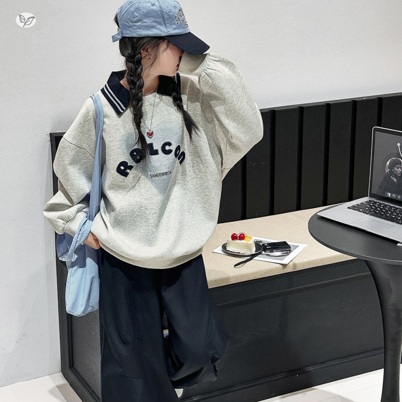 女童卫衣套装春秋款2025年上新中大童印花假两件上衣阔腿裤两件套|undefined