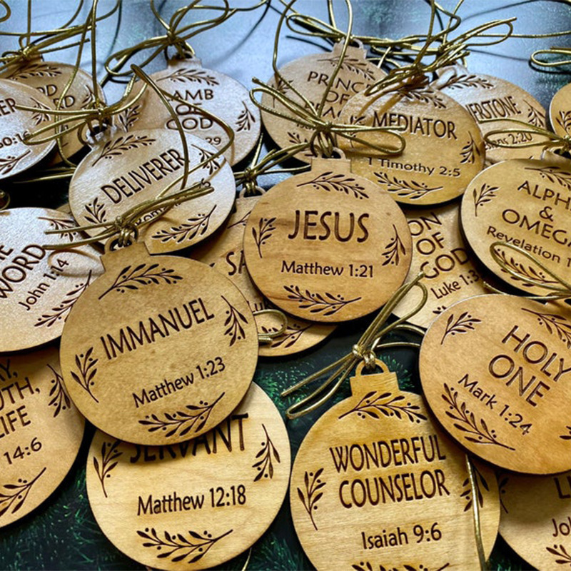 新款NamesOf JesusOrnaments耶稣名字饰品木质挂件圣诞树家居装饰
