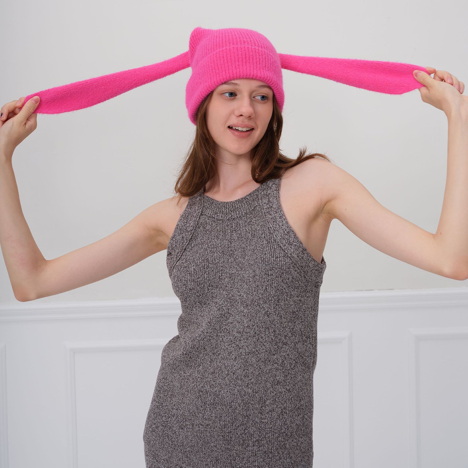 Unisex Scarf Fashion fashion warm thickened solid color cute rabbit ears hat_voghion.com