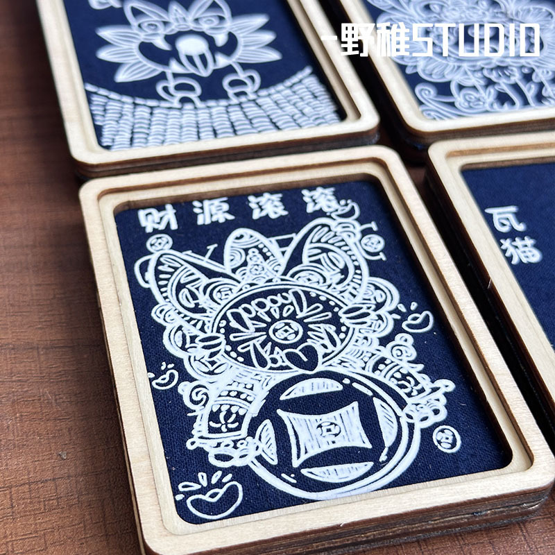 云南大理手工蓝染非遗瓦猫冰箱贴新款个性创意复古文创旅游纪念品|undefined