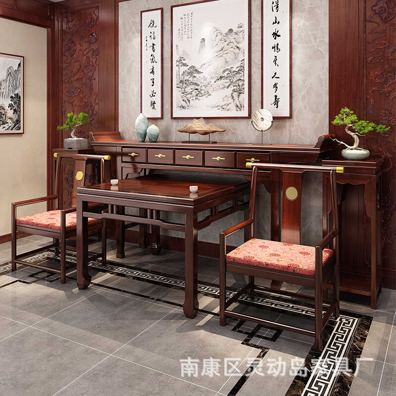 Wholesale New Chinese Style Solid Wood Altar Set of Six Pieces Eight Immortals Table Incense Offering Table for Home Use Rural Altar