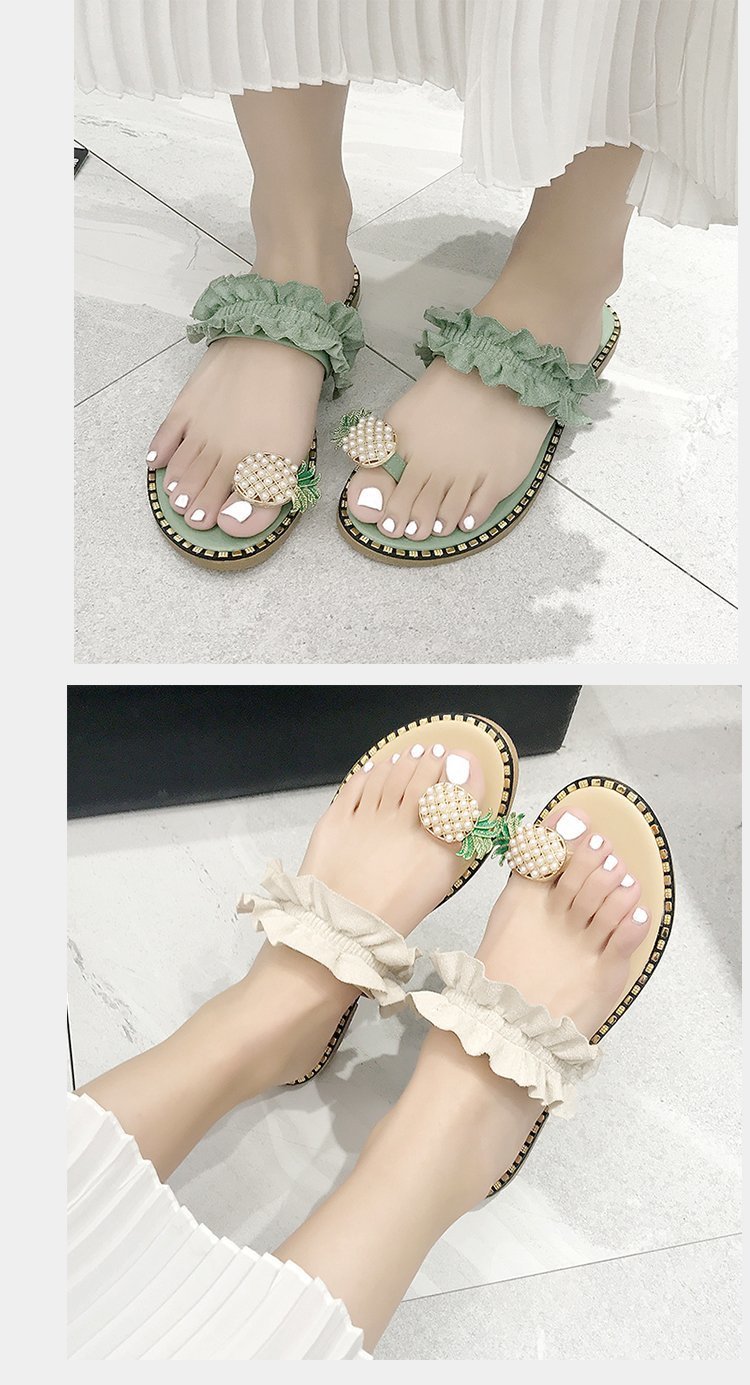 New Toe Sandals Pineapple Lace Beach Shoes display picture 4