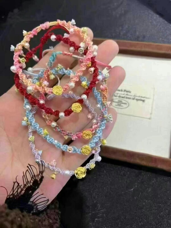 深セン Shuibe 黄金ローズカラーロープブレスレット 999 純金ブレスレット、ガールフレンド、妻、親友への誕生日プレゼントとして|undefined