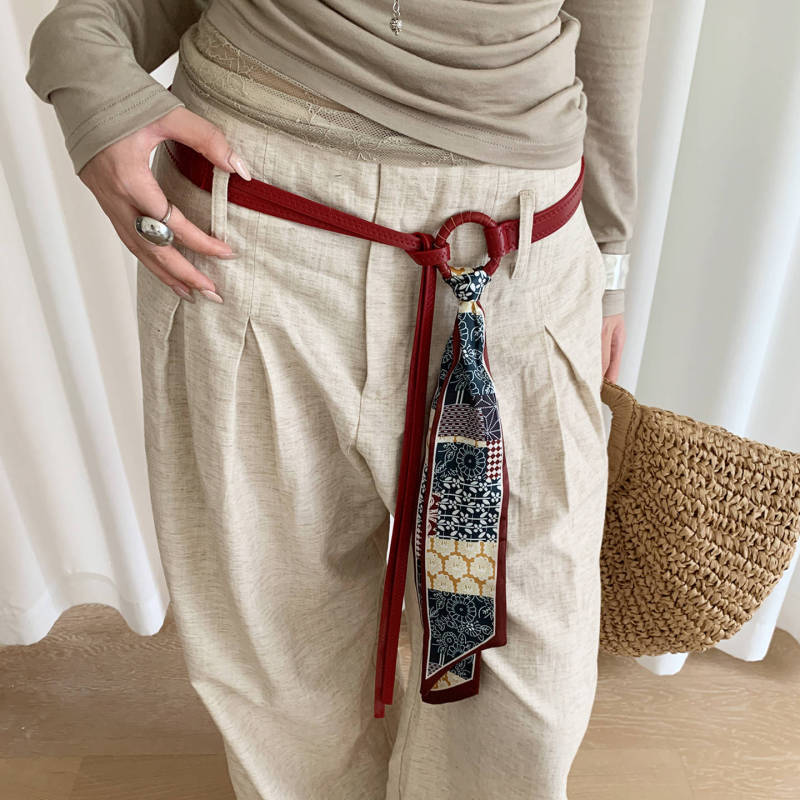 高级感咖啡色丝巾腰带女复古波西米亚风配裙子牛仔裤百搭皮带配饰|undefined