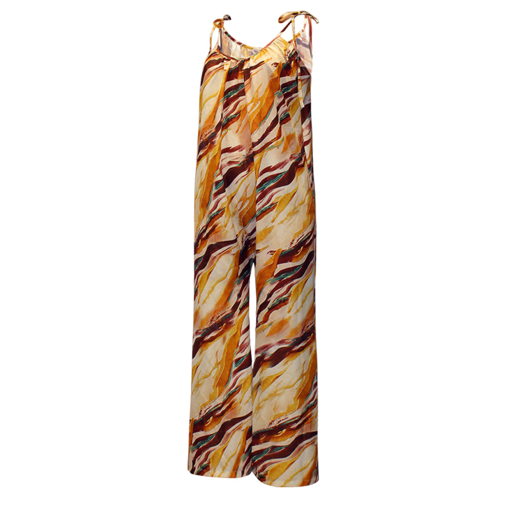 Summer Women Clothing Printed Sling Loose Casual Jumpsuit