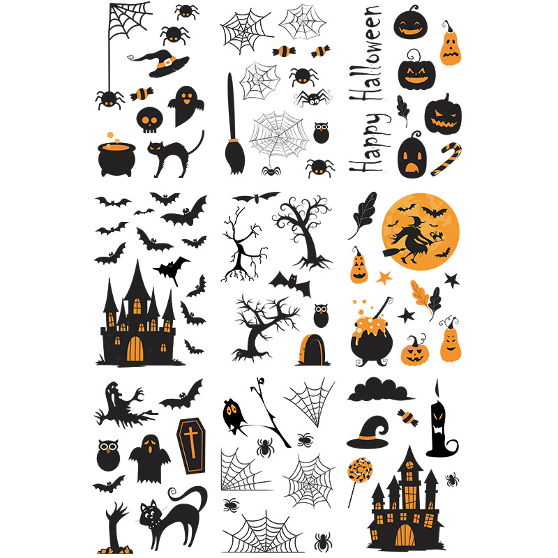 New Halloween007 Cartoon Cute Children's Halloween Party Atmosphere Glazing Plate Glass Decorative Wall Sticker display picture 8