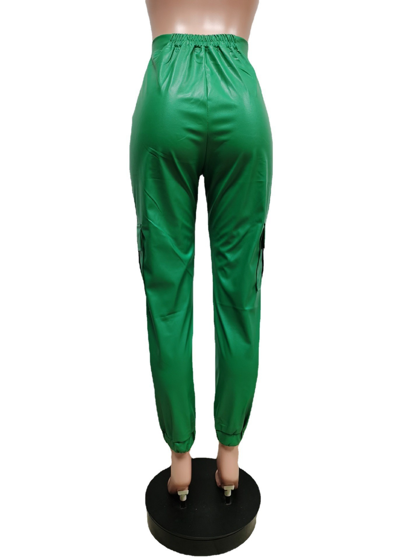 455g Weight Full Length Pants Length Pu Fabric Type Mid Waist Waist Line Jogger Pants Pants Type Micro-Elastic Elasticity Casual Occasion Regular Fit Fit Type Solid Color Pattern Spring, Autumn Season Women's Gender Zipper Design Streetwear Style Women's Casual Streetwear Solid Color Full Length Zipper Jogger Pants 31