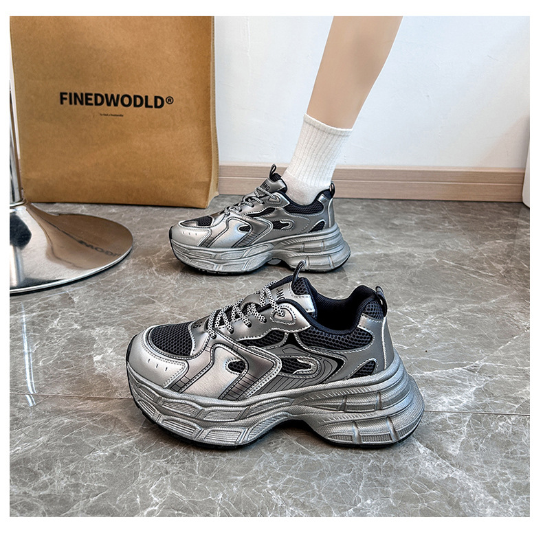 Pantofi sport pentru tătici noi, versiunea coreeană de la Ins, toamna 2024, pentru studenți, alergare, sport, talpă groasă, creștere a înălțimii, pentru timpul liber_voghion.com