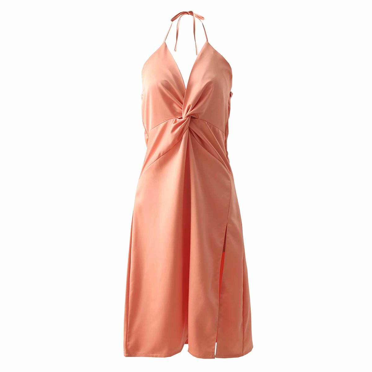 spring knotted halter dress NSAM51990